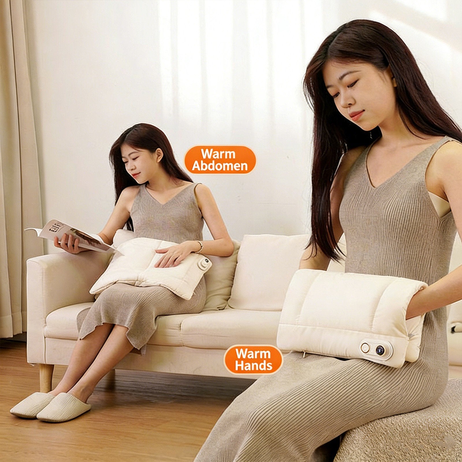Portable Graphene Heating Hand Warmer, 10000mAh Rechargeable Heating Device Waterless USB Charging Constant Temperature Warmer Knee Pad, Digital Display