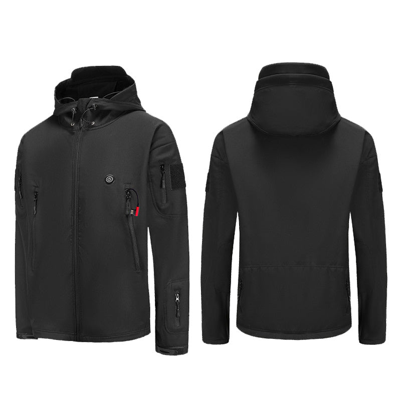 Heated Hooded Jacket for Men Women, Zip Up Lightweight Fleece Lined Heated Blouse, 7 Heating Areas USB Rechargeable Heated Soft Shell Coat for Winter and Outdoor Skiing Fishing Hiking