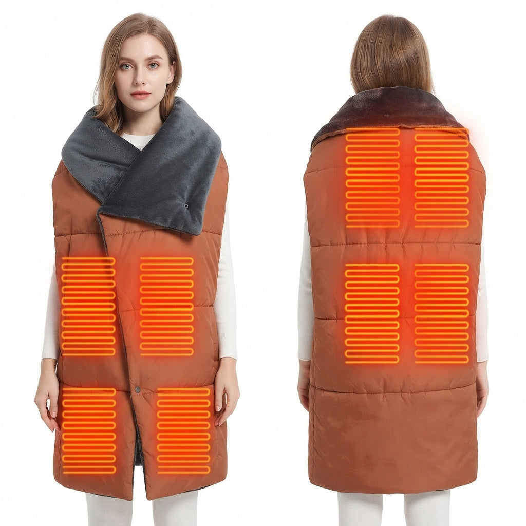 Smart USB Heated Blanket 3 Temperature Levels Wrap Warm Shawl for Waist and Legs Multi-functional Coat Cozy Comfort for Cold Weather