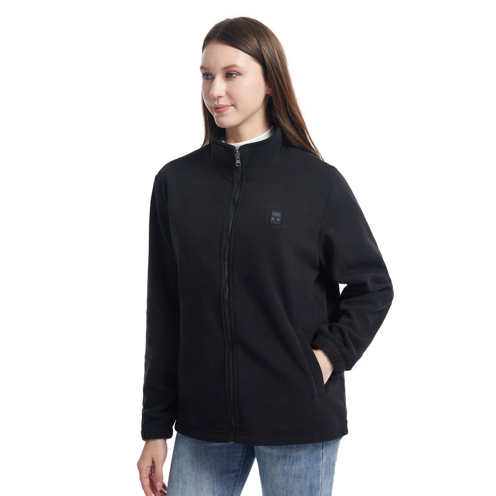 Fleece Heated Jackets for Men Women Temperature Display 9 Heated Areas 3 Gear Temperature USB Charging Heated Zip Up Coat for Outdoor Skiing Hiking