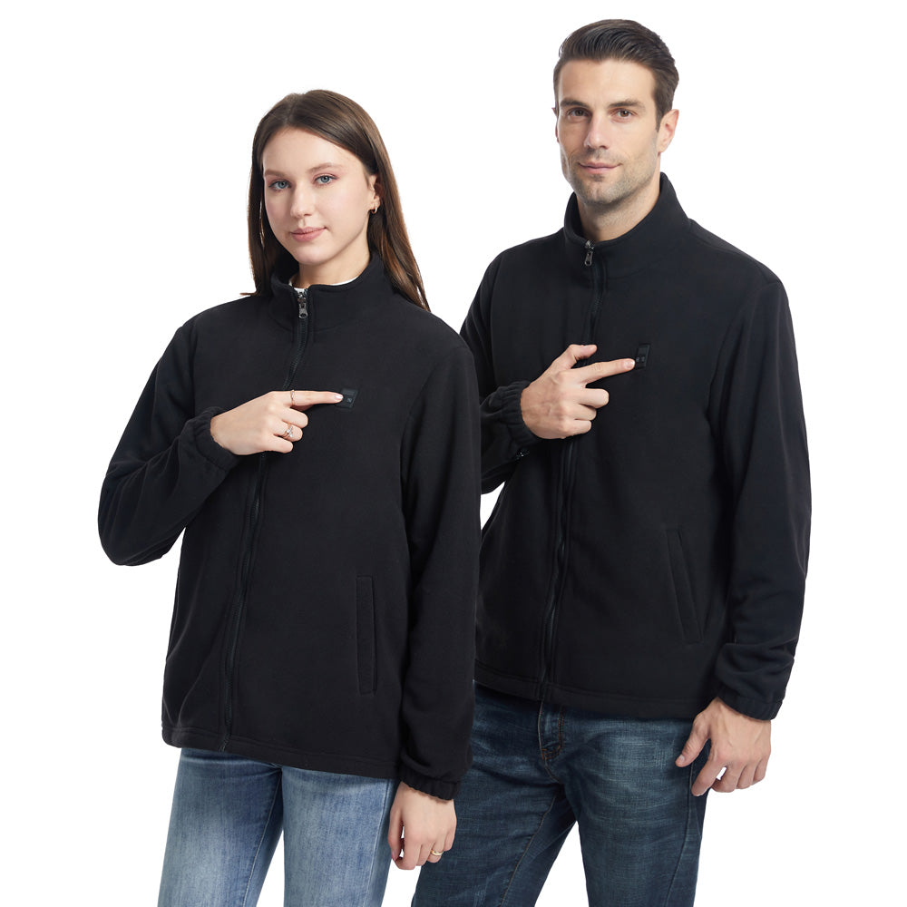 Fleece Heated Jackets for Men Women Temperature Display 9 Heated Areas 3 Gear Temperature USB Charging Heated Zip Up Coat for Outdoor Skiing Hiking