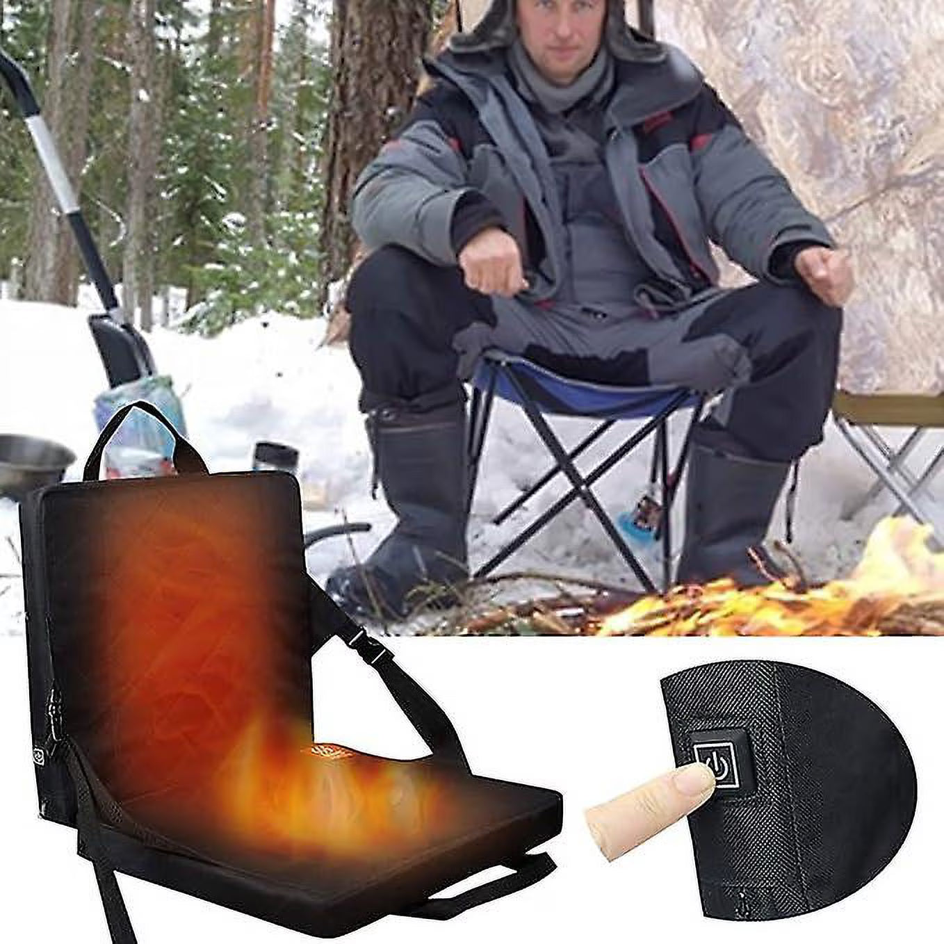 Portable Heated Seat Pad 3 Level Heating Folding Heated Outdoor Chair with Handle Adjustable Heated Stadium Seats