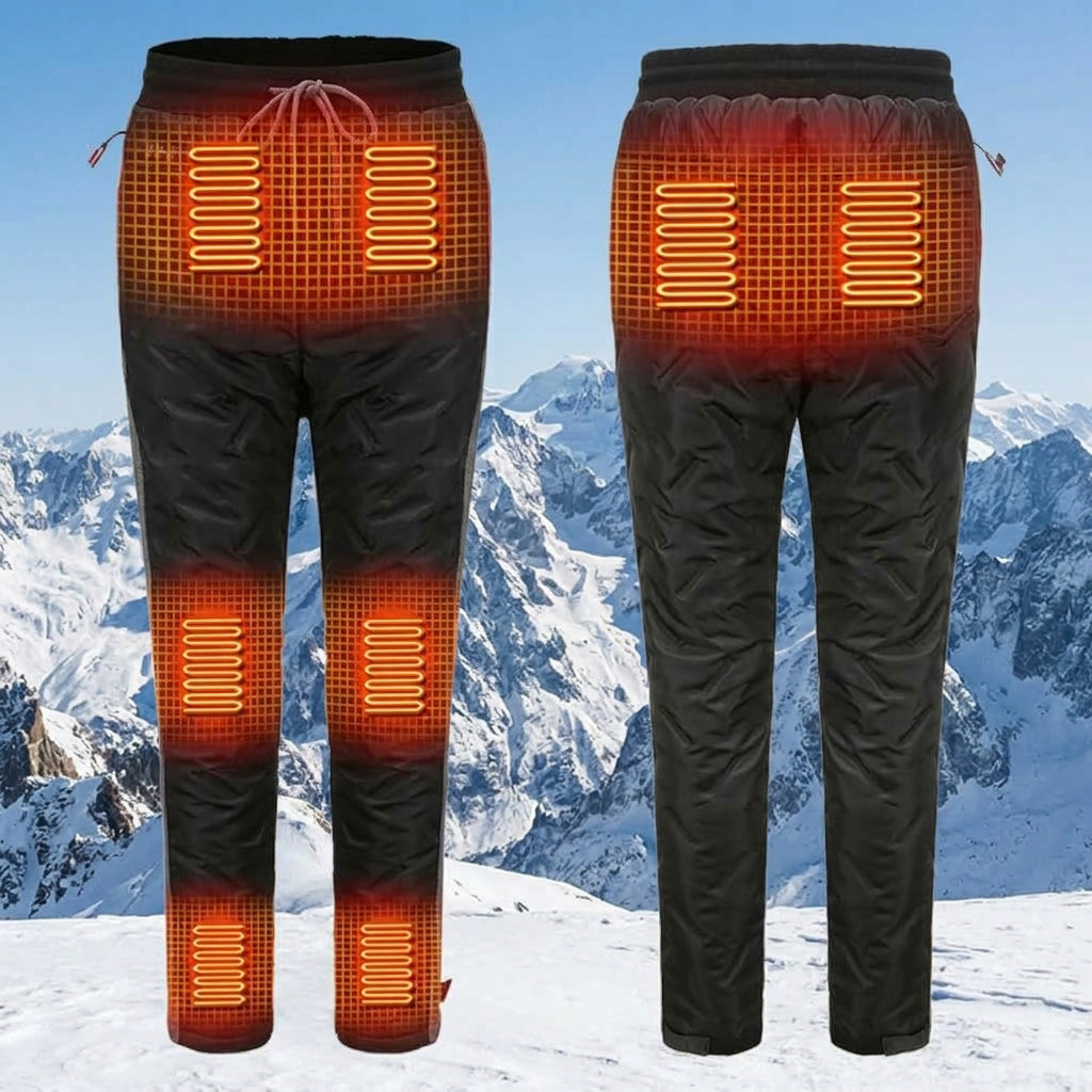 Unisex Battery Powered Heated Pants, Electric USB 3 Temperature Control, 5V/2A, 8 Heating Zones Elastic Fleece Thickening Warming Trousers for Women Men