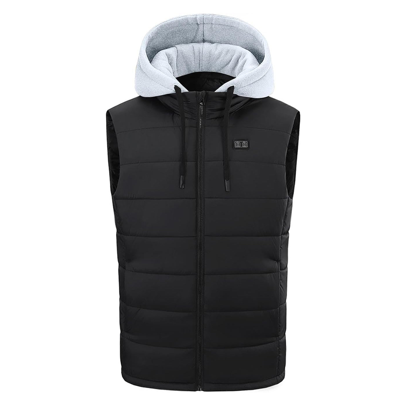Electric Heated Hooded Gilet for Men, Dual DC/USB Port 3 Adjustable Temperature 14 Heating Zones Winter Warm Heating Vest with Detachable Hood