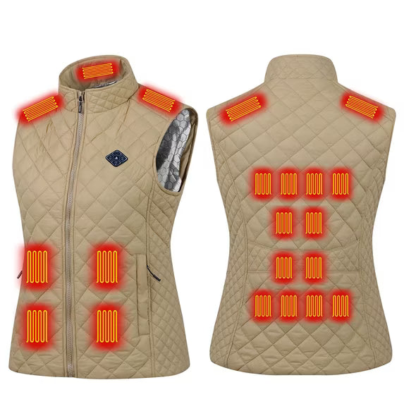 Women's Heated Waistcoat 21-zone Electric Heating Zones Rechargeable Sleeveless Thermal Insulated Vest