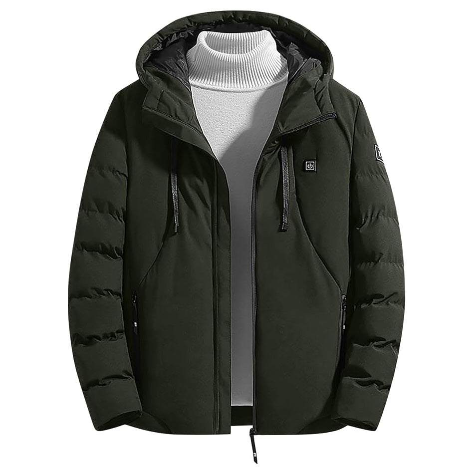 Thermal Hooded Heated Coat for Men Women, Dual Control 11 Heating Areas, USB Charging Electric Body Warmer Hoodie Jacket for Winter Outdoor Working Sports