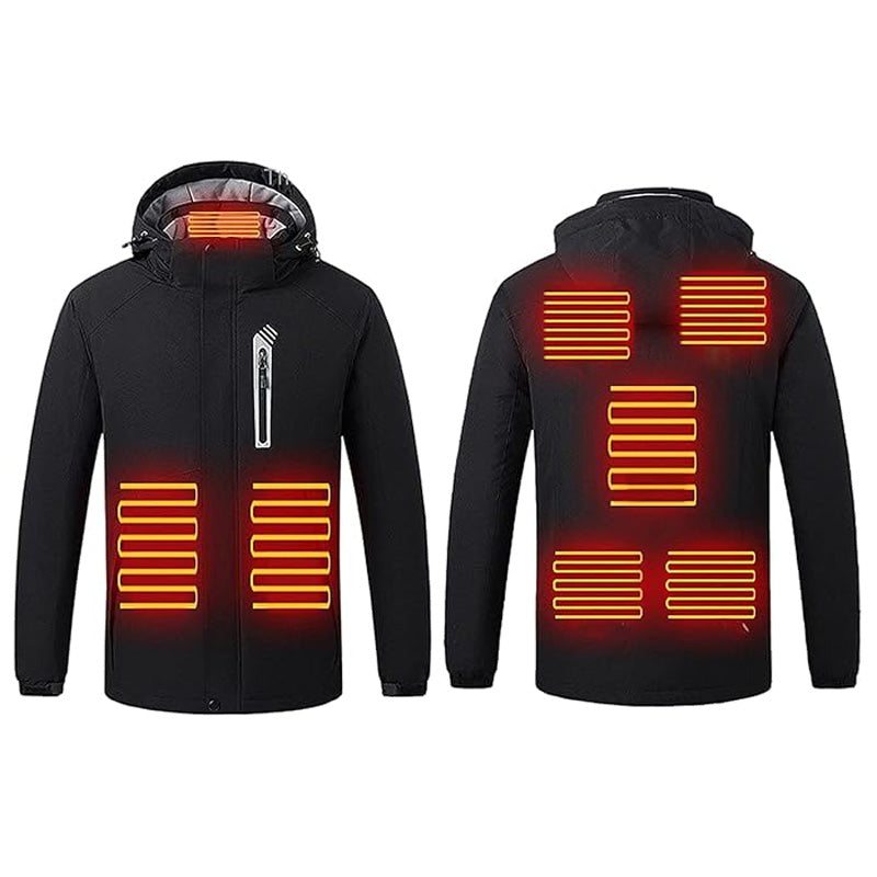 Soft Shell Electric Heated Jacket for Men Women with Detachable Hood 8 Heating Zones 3 Levels of Temperature Control Heating Winter Coat for Outdoor Hiking Skiing Hunting