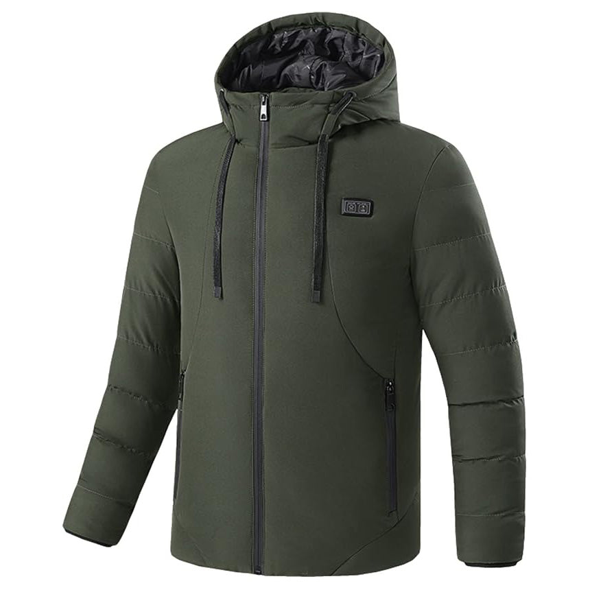 Thermal Hooded Heated Coat for Men Women, Dual Control 11 Heating Areas, USB Charging Electric Body Warmer Hoodie Jacket for Winter Outdoor Working Sports