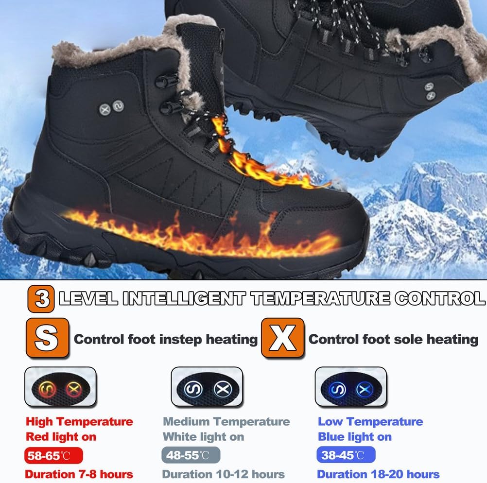 Smart Heated Sneakers for Women with Rechargeable 20000mAh Battery 3 Heating Levels Electric Heated Shoes, Waterproof Upper, Non-Slip Rubber Sole, Winter Warmth Footwear for Hiking Outdoor Activities