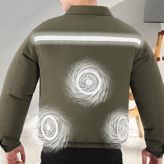 Cooling Fan Jacket for Men Women, Battery Powered 4 Fans Air Conditioned Work Uniform with Usb Reflective Stripe Cooling Fan Clothe for Outdoor Activities In Hot Weather