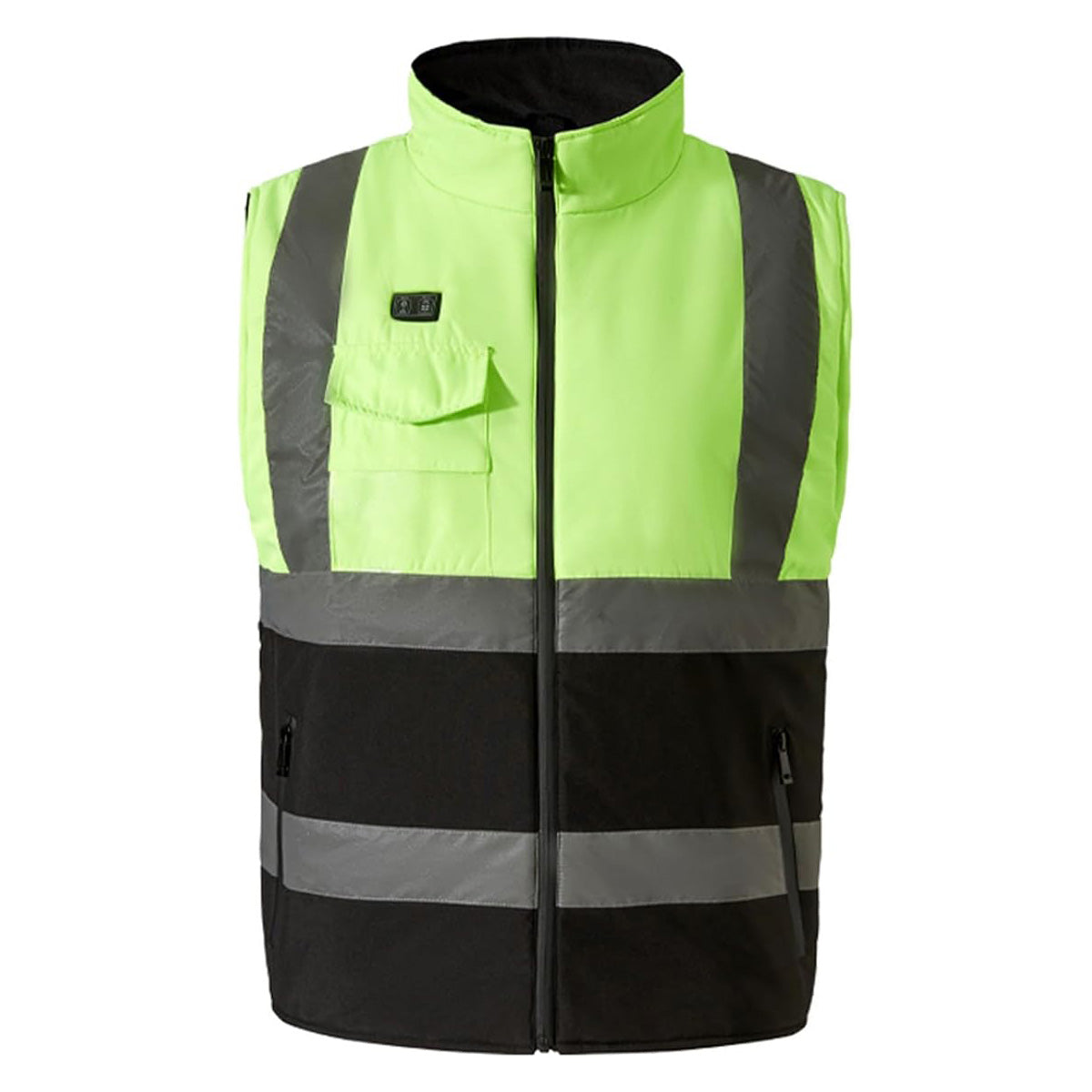 Green+Black High Visibility Heated Vest for Men Women, 8 Heating Zones 3 Temperature Levels Rechargeable Lightweight Zip Up Hi Vis Safety Electric Thermal Warming Gilet with Pockets