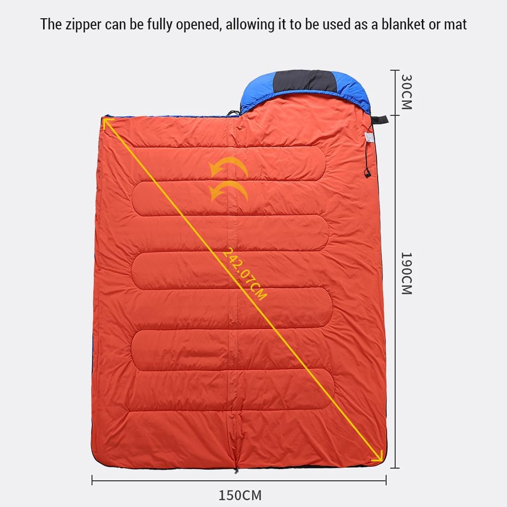 Portable Electric Heated Sleeping Bag with Flexible Collar, Thermal 3 Level Temperature Adjustable Envelope Sleeping Bags for Camping Hiking