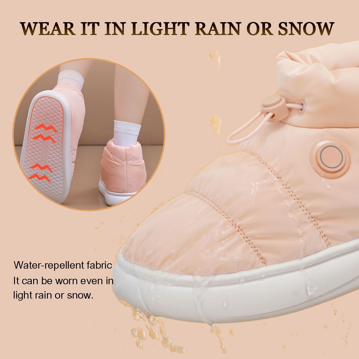 Rechargeable Electric Heated Shoes for Men Women with 2*8500mAh Batteries 3-level Temperature Adjustment 45℃/55℃/65℃ Winter Snow Short Boots Foot Warmer