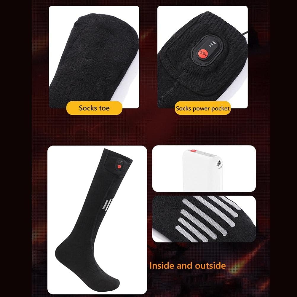 Electric Heated Thermal Socks for Men and Women Foot Warmer with 2pcs 5000mAh Rechargeable Battery Cotton Winter Socks for Skiing, Camping, and Hiking