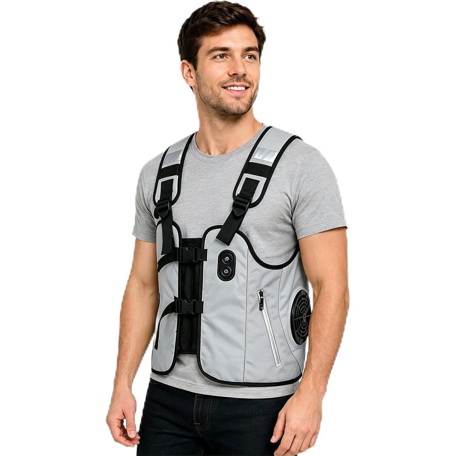 Reflective Dual Cooling Vest with Ice Packs Smart Water Circulation Air-Cooled - Firoth