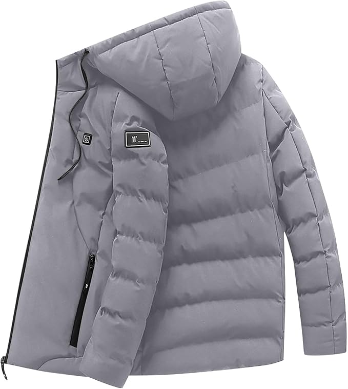 Thermal Hooded Heated Coat for Men Women, Dual Control 11 Heating Areas, USB Charging Electric Body Warmer Hoodie Jacket for Winter Outdoor Working Sports
