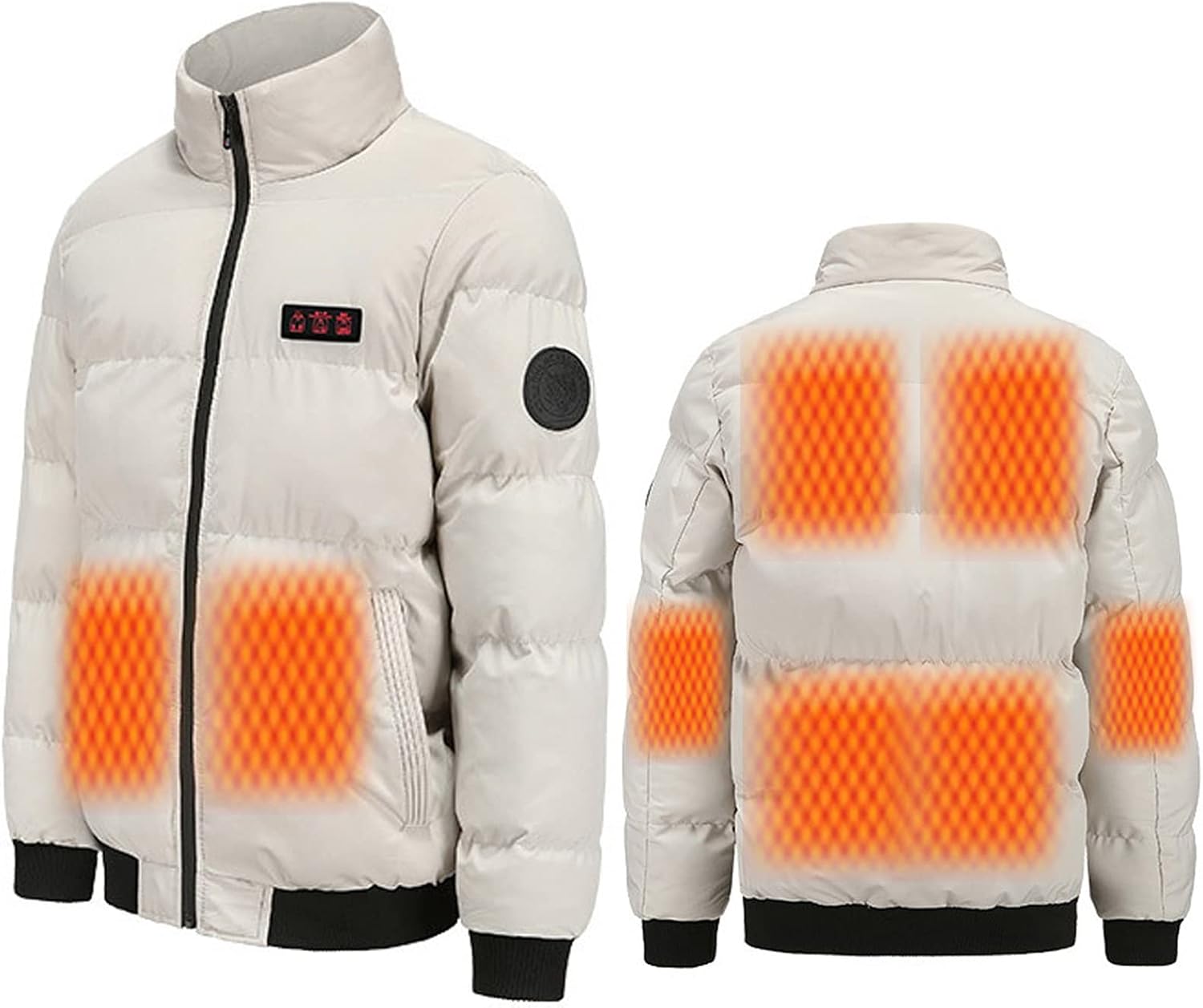 Electric Heated Jacket for Men & Women, 3 Temperature Control, 7 Heating Zones, Rechargeable USB Waterproof Cotton Jackets Winter Stand Collar Outdoor Lightweight Quilted Puffer Coat Casual P - Firoth