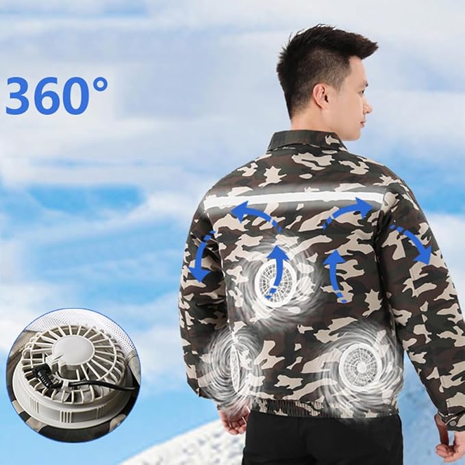 Cooling Fan Jacket for Men Women, Battery Powered 4 Fans Air Conditioned Work Uniform with Usb Reflective Stripe Cooling Fan Clothe for Outdoor Activities In Hot Weather