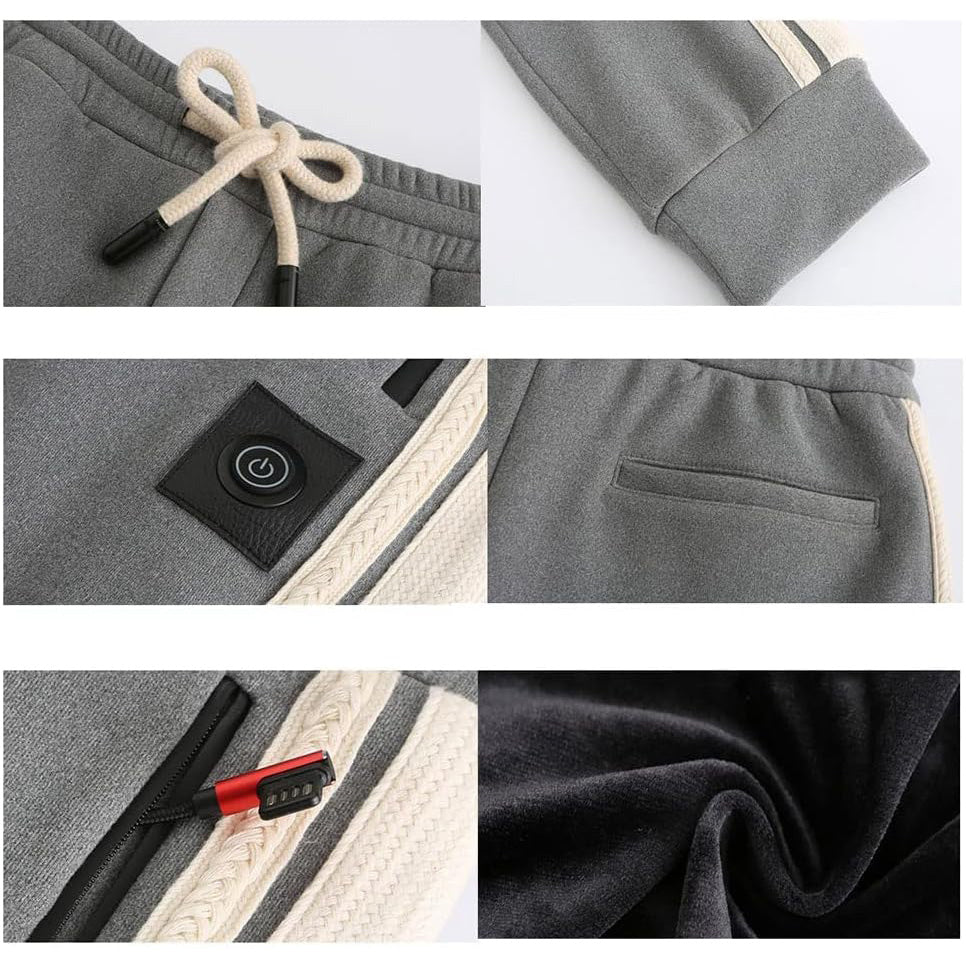 Winter Electric Heated Pants for Women Men, 3-Level Temperature Control, 8 Heating Areas, USB Electric Fleece Thermal Trousers