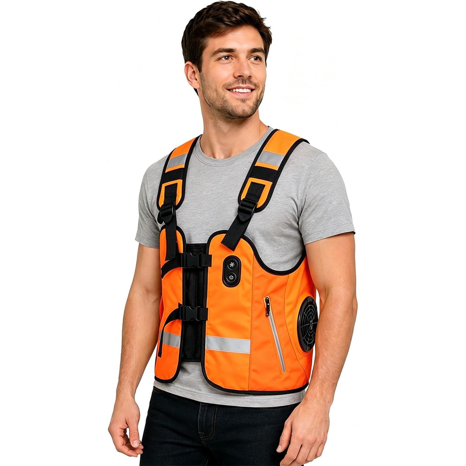 Reflective Dual Cooling Vest with Ice Packs Smart Water Circulation Air-Cooled - Firoth
