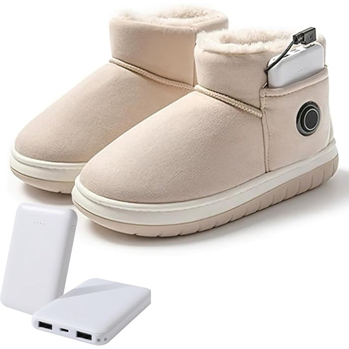 Electric Heated Snow Boots With 2*5000mAh Rechargeable Batteries 3-level Temperature Adjustment Waterproof Non-Slip Foot Warmer Slippers for Women Men