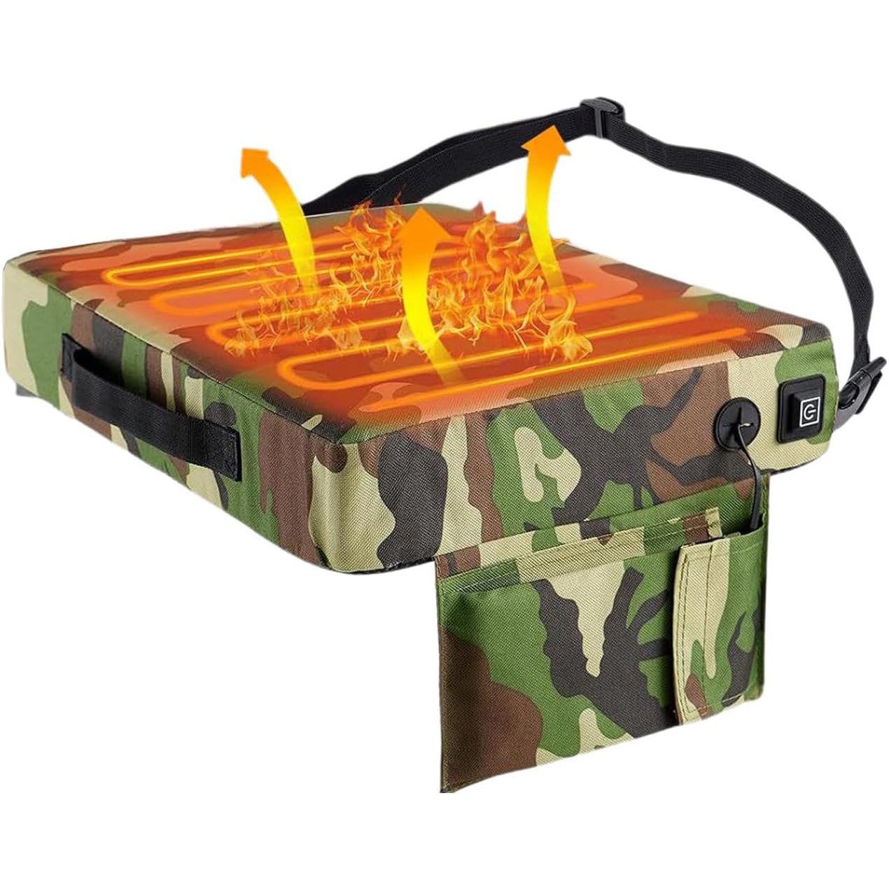 Portable Camouflage Hunting Heated Seat Cushion, Tree Stand Stadium Seats For Fishing Bleachers Concert Camping