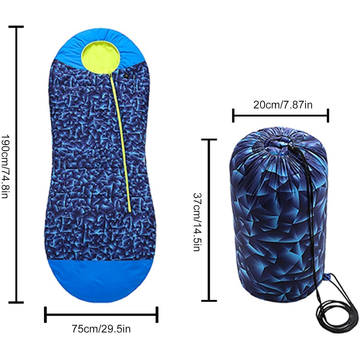 Outdoor Heated Sleeping Bag Camouflage Blue 5V 2A USB Charging Adjustable Temperature for Travel Hiking Camping Made of Polyester Fluffy Cotton