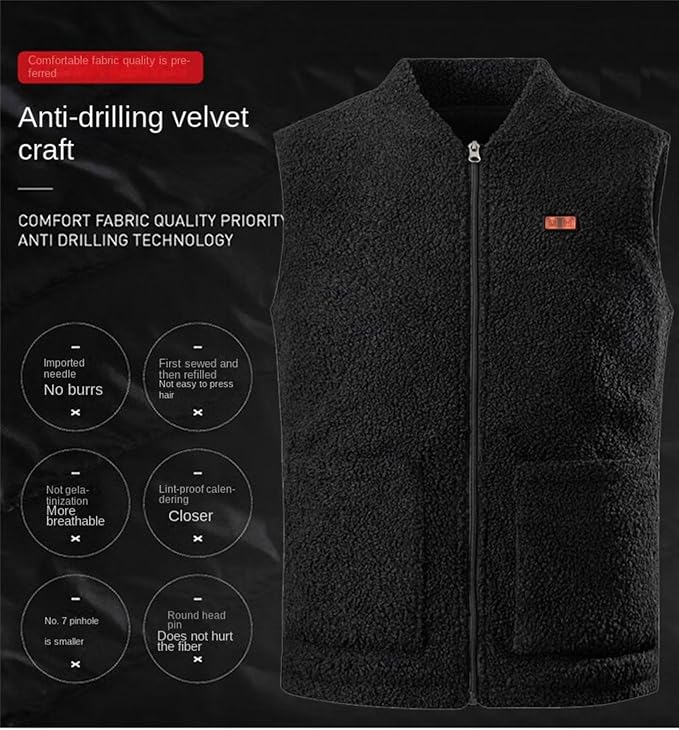 Rechargeable USB Heating Vest for Women Men, 3 Temperature Levels 24 Heating Zones Lightweight Fleece Heated Thermal Warm Body Warmer for Winter Outdoor Activities Camping Skiing