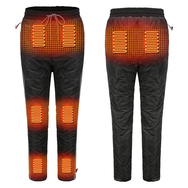 Unisex Battery Powered Heated Pants, Electric USB 3 Temperature Control, 5V/2A, 8 Heating Zones Elastic Fleece Thickening Warming Trousers for Women Men