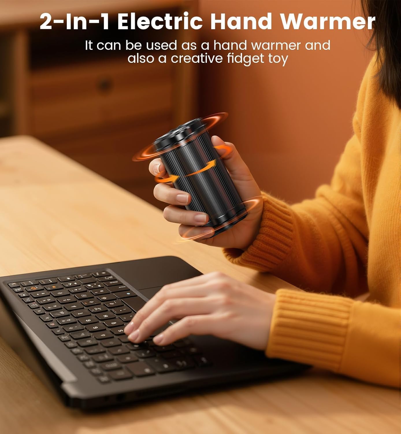 Detachable Stress-Relieving Rechargeable Electric Heated Hand Warmer 2 pack, Reusable 3 Levels Heating Portable Pocket Heater