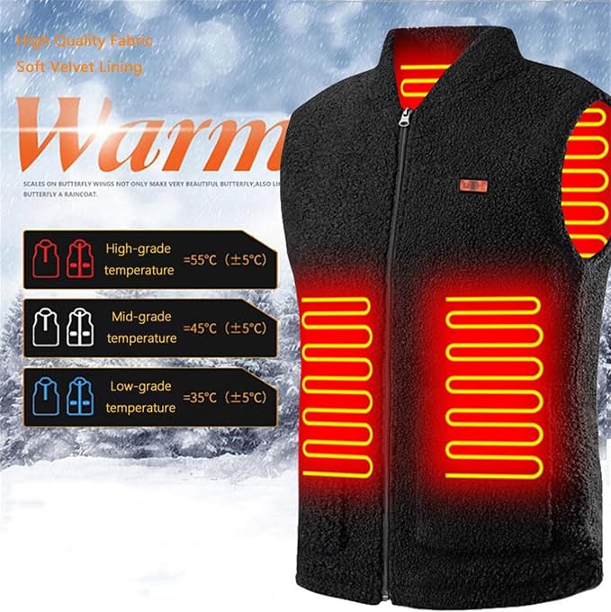 Rechargeable USB Heating Vest for Women Men, 3 Temperature Levels 24 Heating Zones Lightweight Fleece Heated Thermal Warm Body Warmer for Winter Outdoor Activities Camping Skiing