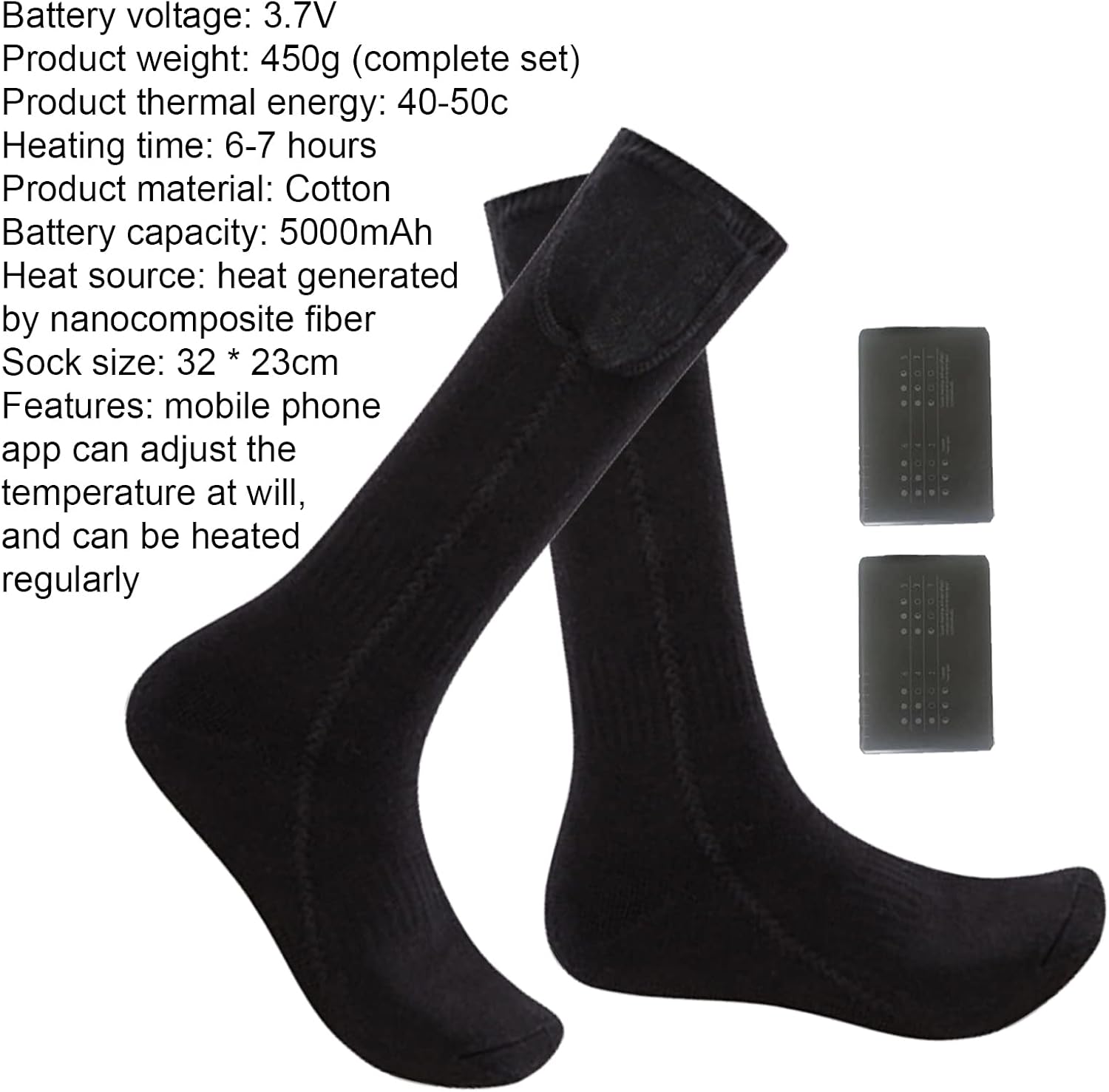 APP Control Smart Electric Heated Socks with 2pcs 5000mAh Rechargeable Battery 3 Heating Temperature Settings Men And Women Long Thermal Socks