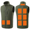 Men's Plain Heated Quilted Vest, 9 Heating Zones Sleeveless Zip Stand-Up Collar Winter Gilet Warm Electric Heat Waistcoat for Running, Hiking, Riding, Golf