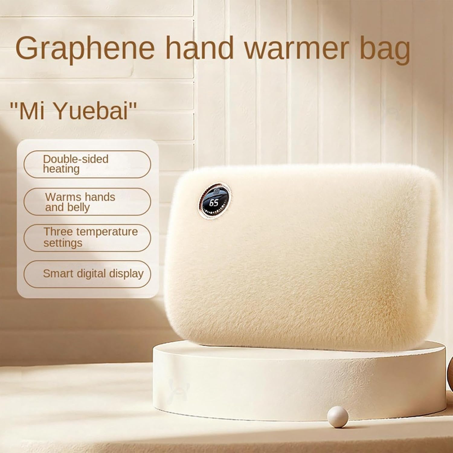 Hand Muff 3 Heating Levels Plug In Waterless Winter Pouch, Plush Hand Heater for Women Men Cold Weather Indoor Home Office Travel