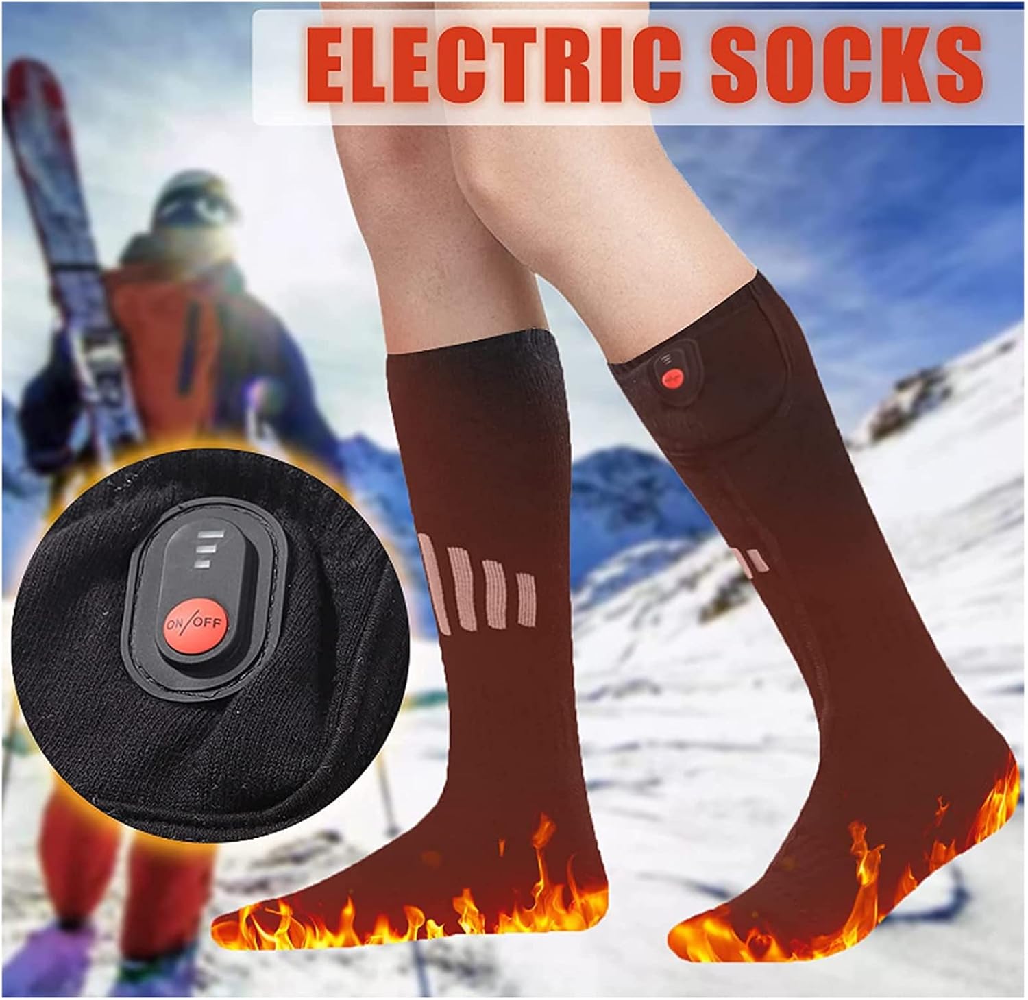 Electric Heated Thermal Socks for Men and Women Foot Warmer with 2pcs 5000mAh Rechargeable Battery Cotton Winter Socks for Skiing, Camping, and Hiking