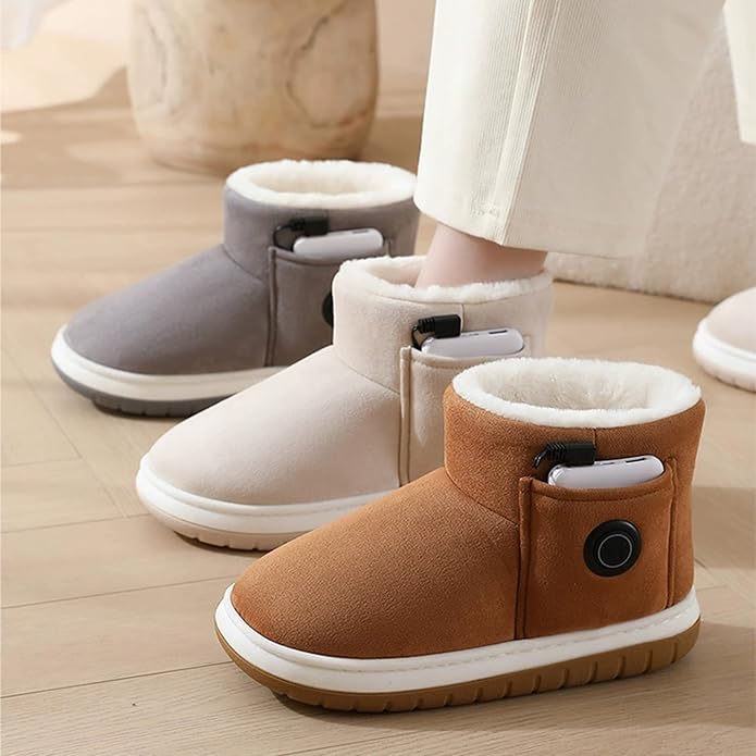 Electric Heated Snow Boots With 2*5000mAh Rechargeable Batteries 3-level Temperature Adjustment Waterproof Non-Slip Foot Warmer Slippers for Women Men