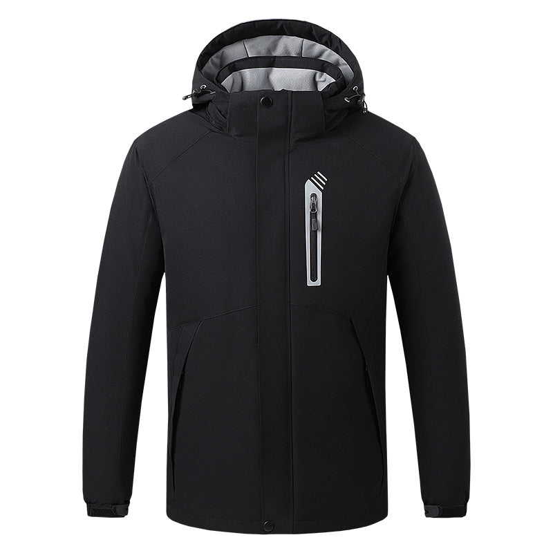 Soft Shell Electric Heated Jacket for Men Women with Detachable Hood 8 Heating Zones 3 Levels of Temperature Control Heating Winter Coat for Outdoor Hiking Skiing Hunting