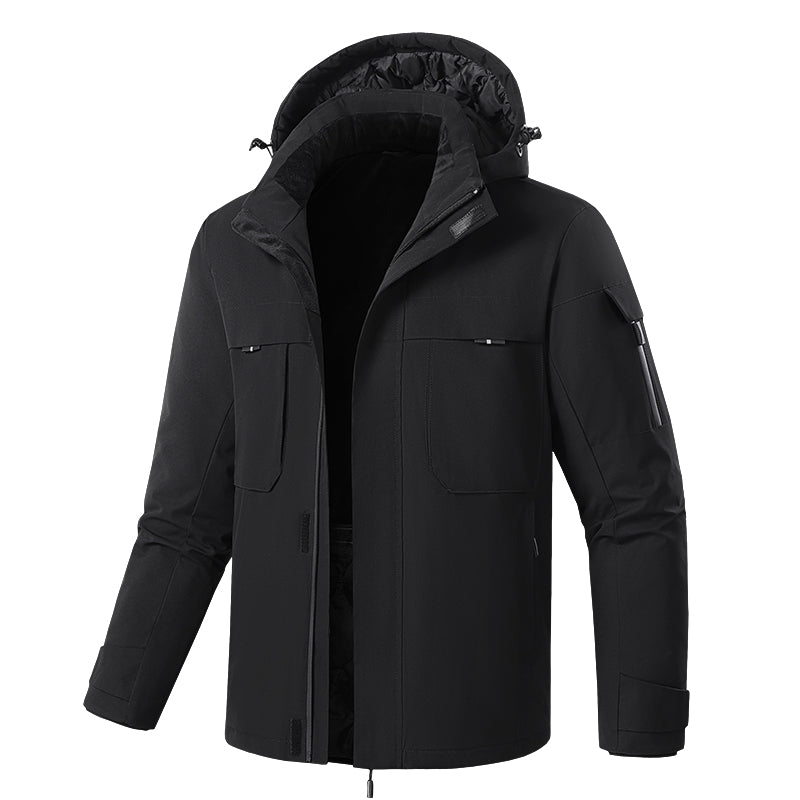 Heated Hooded Coat for Men Women Dual Independent Switches 9 Heating Areas Control 3 Temperature Thermal Windbreaker Outerwear for Camping Skiing Hiking