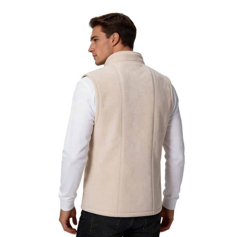 Fleece Lined Heated Vest for Women Men, 3 Gear Temp Control Dual Control 10 Heating Zones USB Electric Heating Stand Collar Smart Thermal Waistcoat