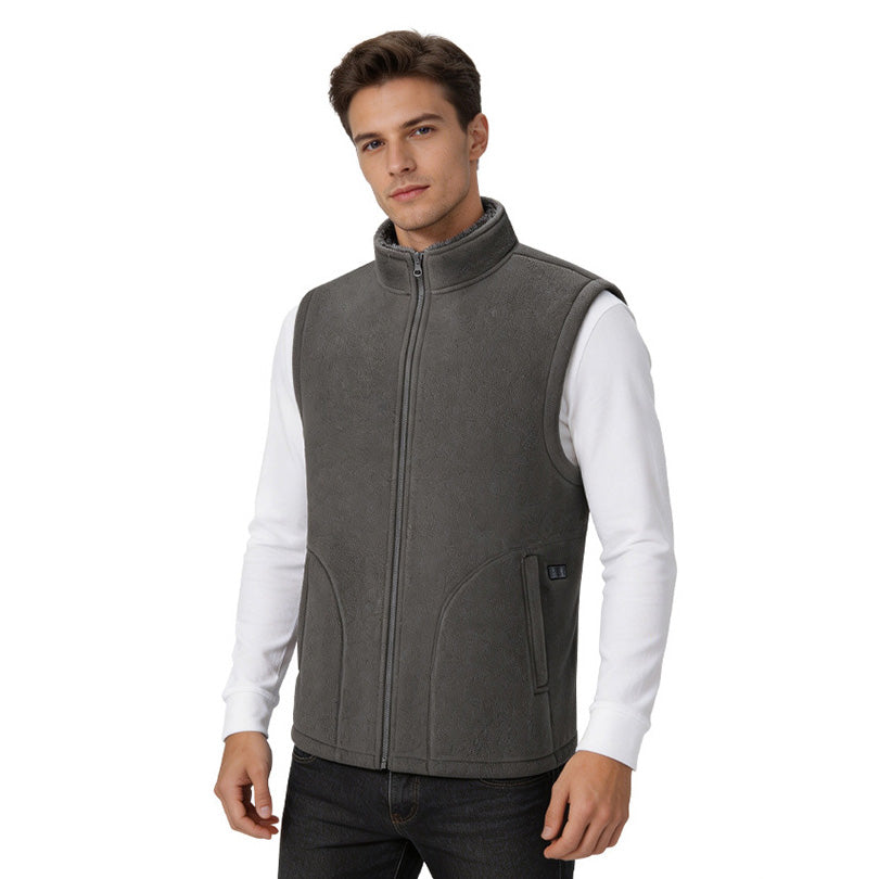 Fleece Lined Heated Vest for Women Men, 3 Gear Temp Control Dual Control 10 Heating Zones USB Electric Heating Stand Collar Smart Thermal Waistcoat