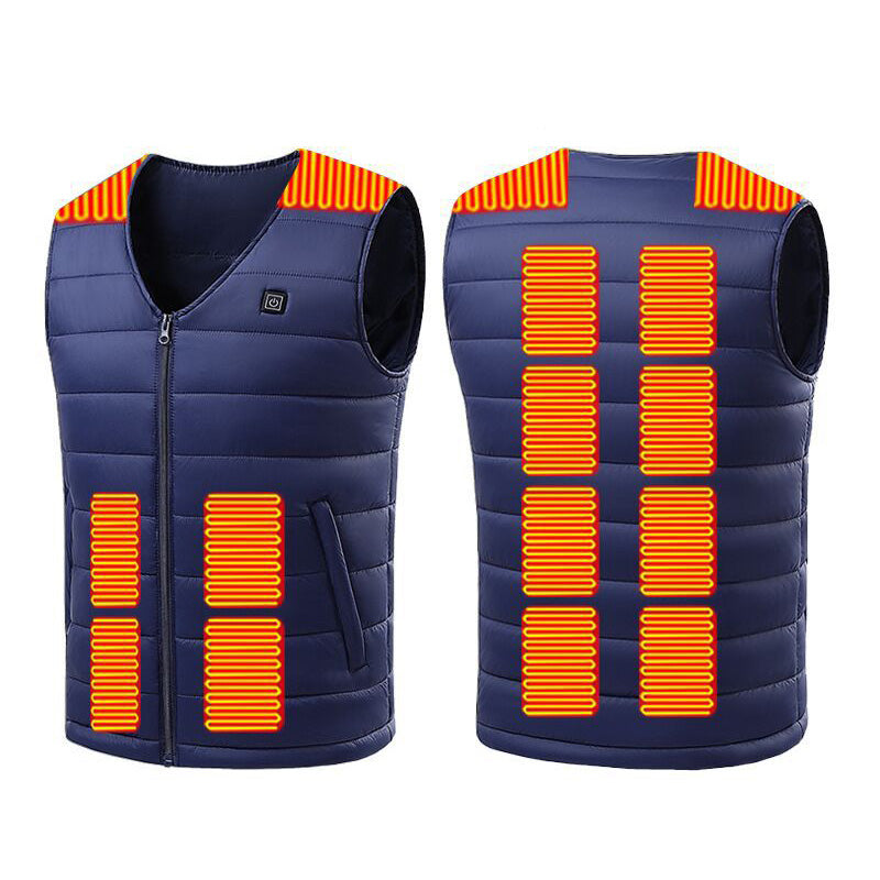 V-Neck Smart Electric Heated Vests for Men Women Single Control 16 Carbon Fiber Heating Areas 3 Temperature Adjustment