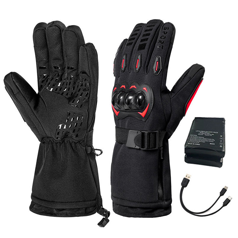 7.4V 2*3000mAh Rechargeable Heated Motorcycle Gloves Winter Touchscreen Windproof Cold Resistant Gloves for Riding, ATV, UTV, Snowmobile