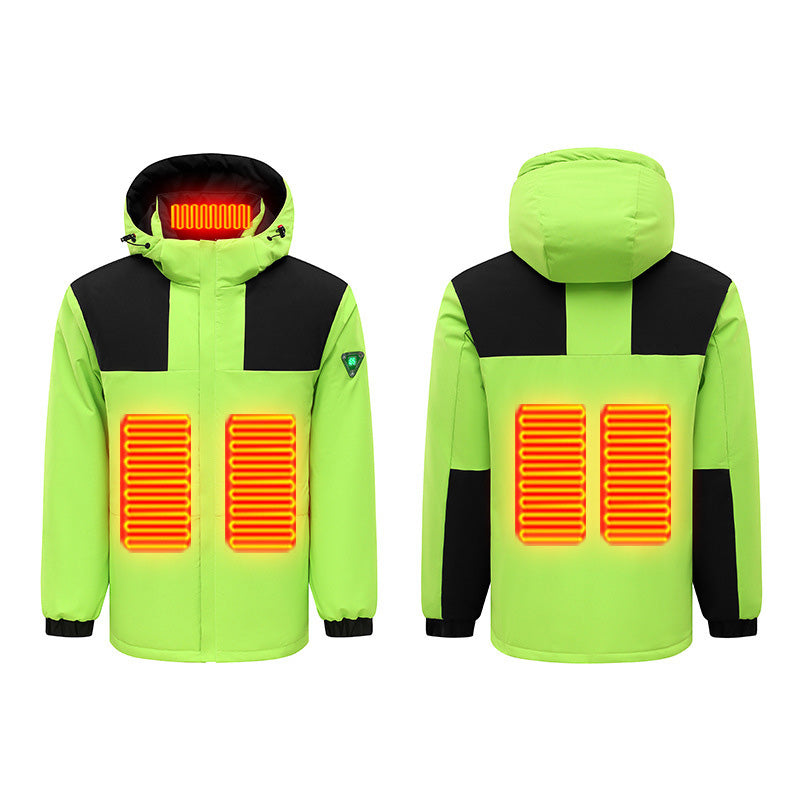 Winter Hooded Heated Coats for Men and Women, Windproof Waterproof Unisex Heating Warm Jackets, Large Heating Zones 3 Levels Heat Control USB Charging Electric Body Warmer Overcoat Hoodie