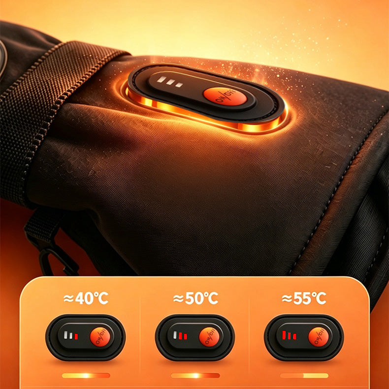 7.4V 2*3000mAh Rechargeable Heated Motorcycle Gloves Winter Touchscreen Windproof Cold Resistant Gloves for Riding, ATV, UTV, Snowmobile