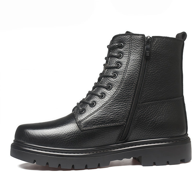 Black Leather Heated Boots for Women Men With 2*5000mAh Rechargeable Batteries, Five-Level Heating Models, Operated Electric Heating Foot Warmer