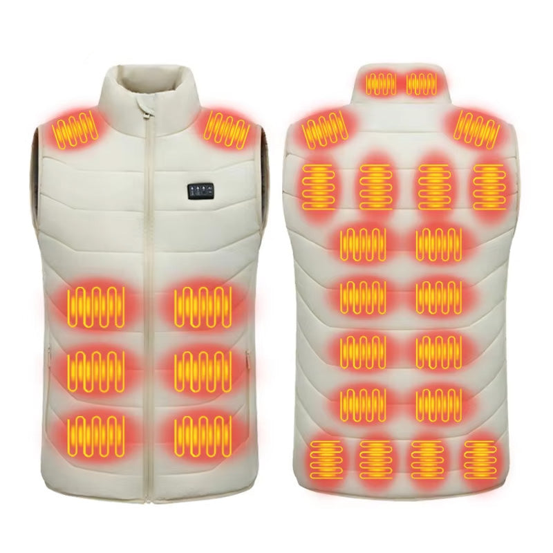 Smart Heated Gilets for Men Women, USB Port 4 Control 28 Heating Zones 3 Temperature Settings Stand Up Collar Electric Heated Warm Vests