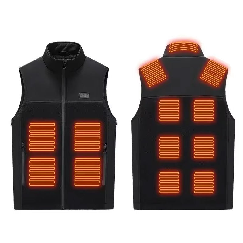 Smart Heated Warm Gilet for Men and Women Dual Control 11 Heating Zones Stand-up Collar Zip Up USB Electric Thermal Vest