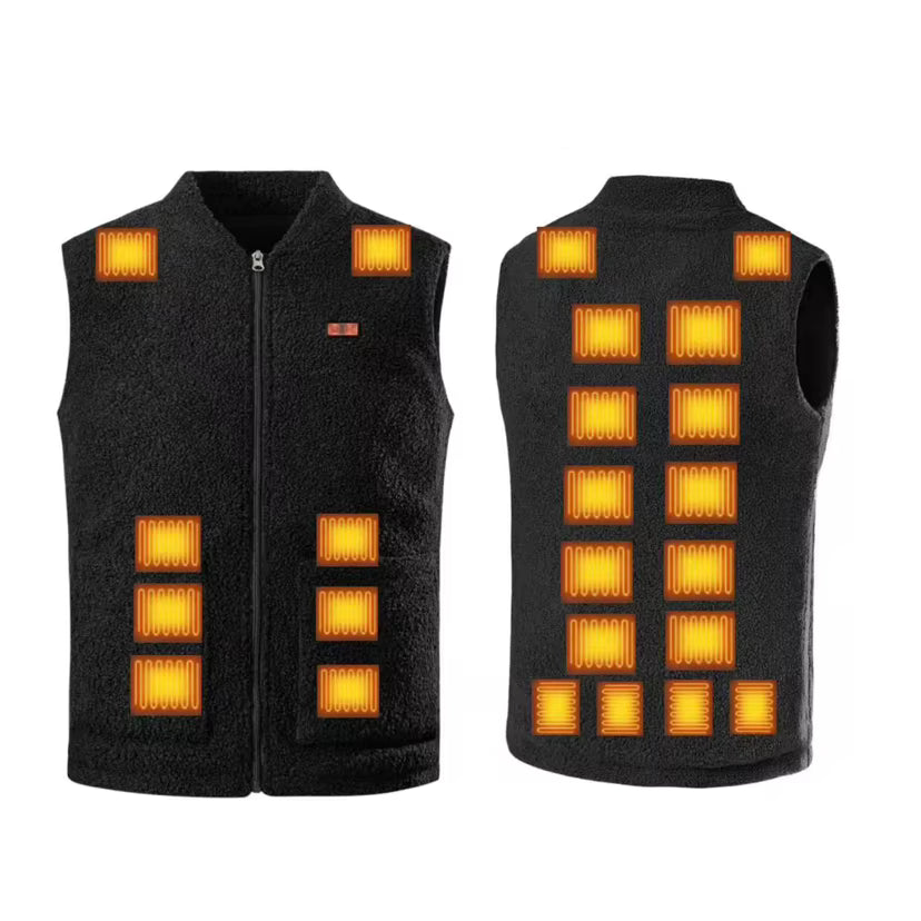 Rechargeable USB Heating Vest for Women Men, 3 Temperature Levels 24 Heating Zones Lightweight Fleece Heated Thermal Warm Body Warmer for Winter Outdoor Activities Camping Skiing