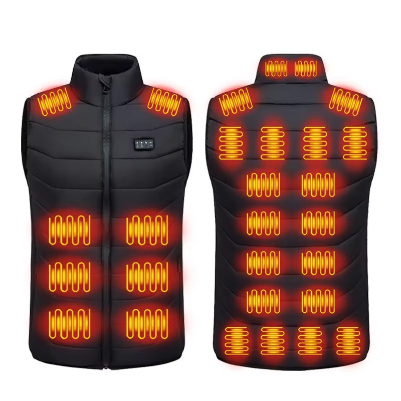 Smart Heated Gilets for Men Women, USB Port 4 Control 28 Heating Zones 3 Temperature Settings Stand Up Collar Electric Heated Warm Vests