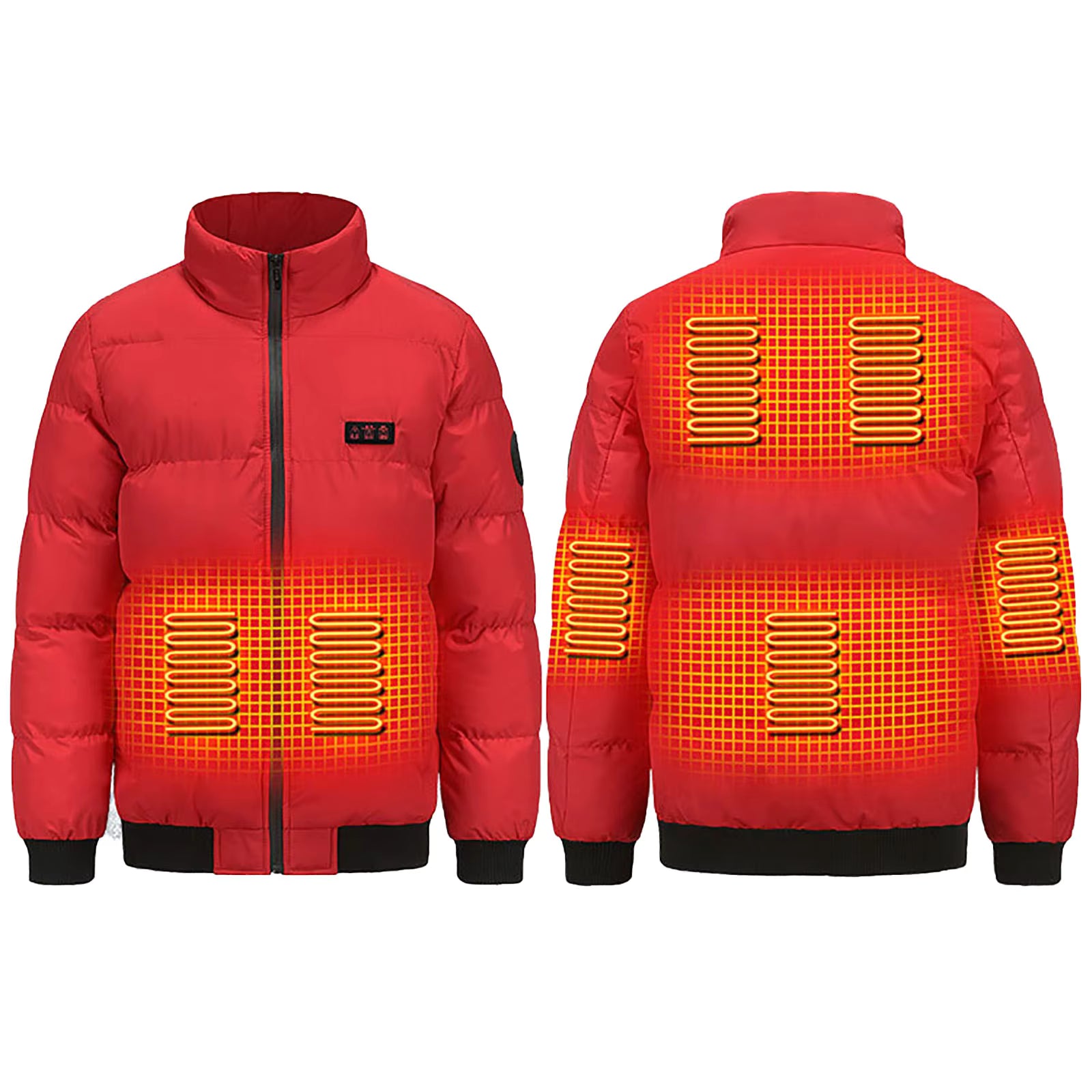 Electric Heated Jacket for Men & Women, 3 Temperature Control, 7 Heating Zones, Rechargeable USB Waterproof Cotton Jackets Winter Stand Collar Outdoor Lightweight Quilted Puffer Coat Casual P - Firoth